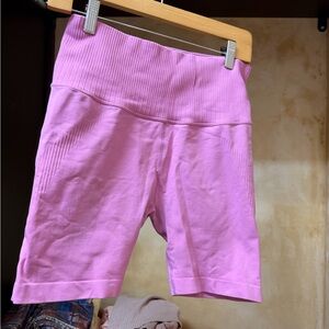 JoyLab Ribbed High-Waist Pink Bike Shorts